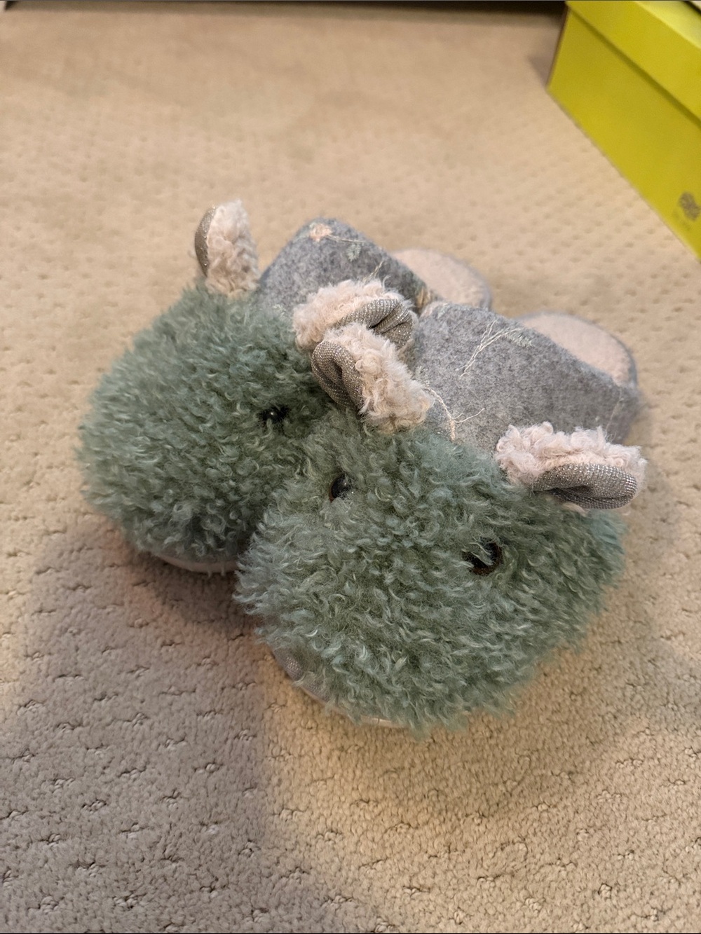 Plush Green Women's Slip-On Animal Slippers